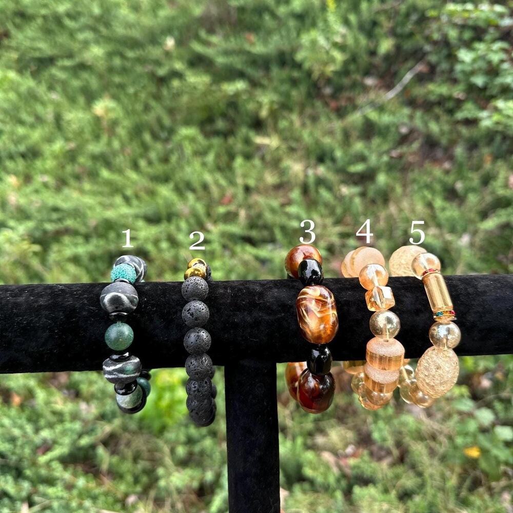 Beautiful random assortment of Handmade African bracelets- Glass, clay, charcoal